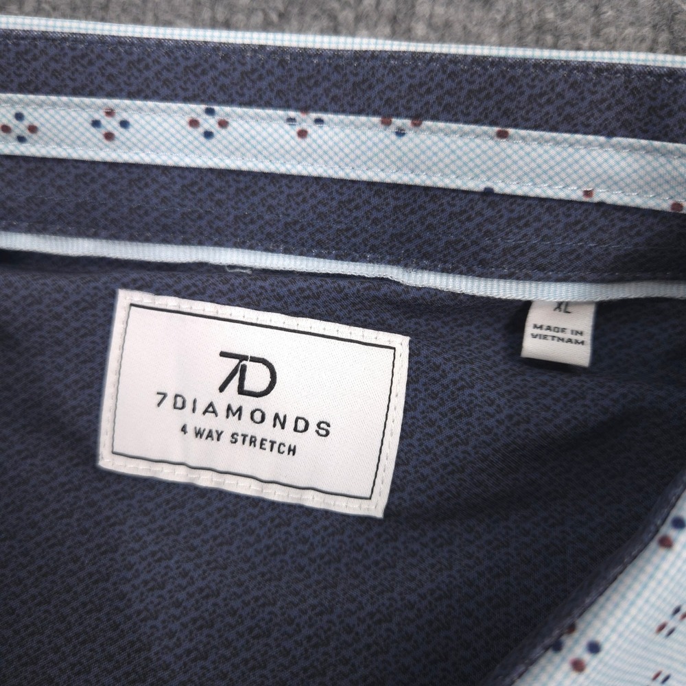 7 Diamonds 4 Way Stretch Shirt Mens XL Blue Bethel Geometric AOP Performance NEW - Picture 6 of 9